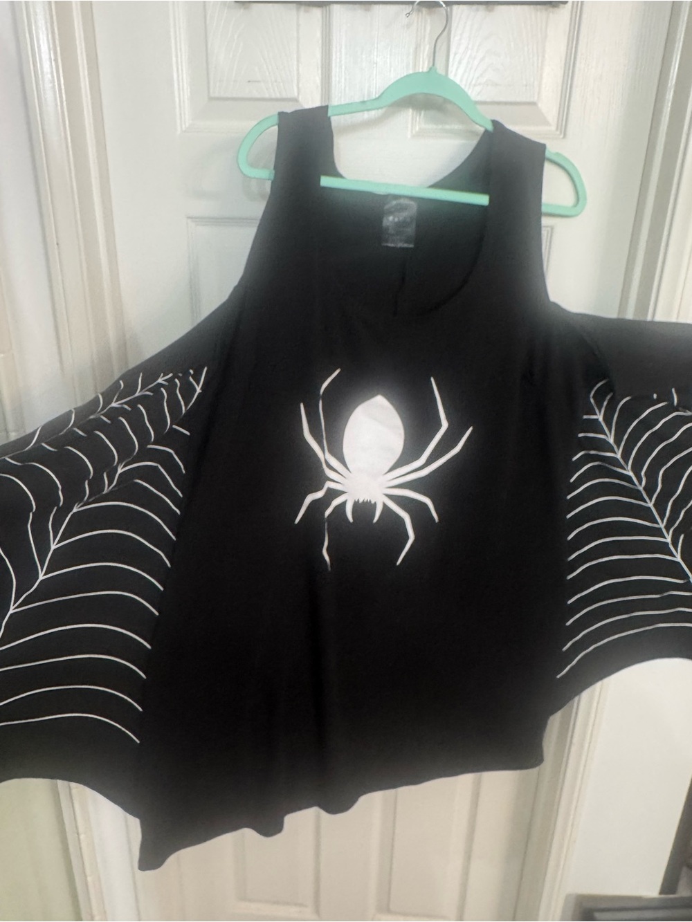 Leg Avenue Black Tank Top with White Spider Web Graphic